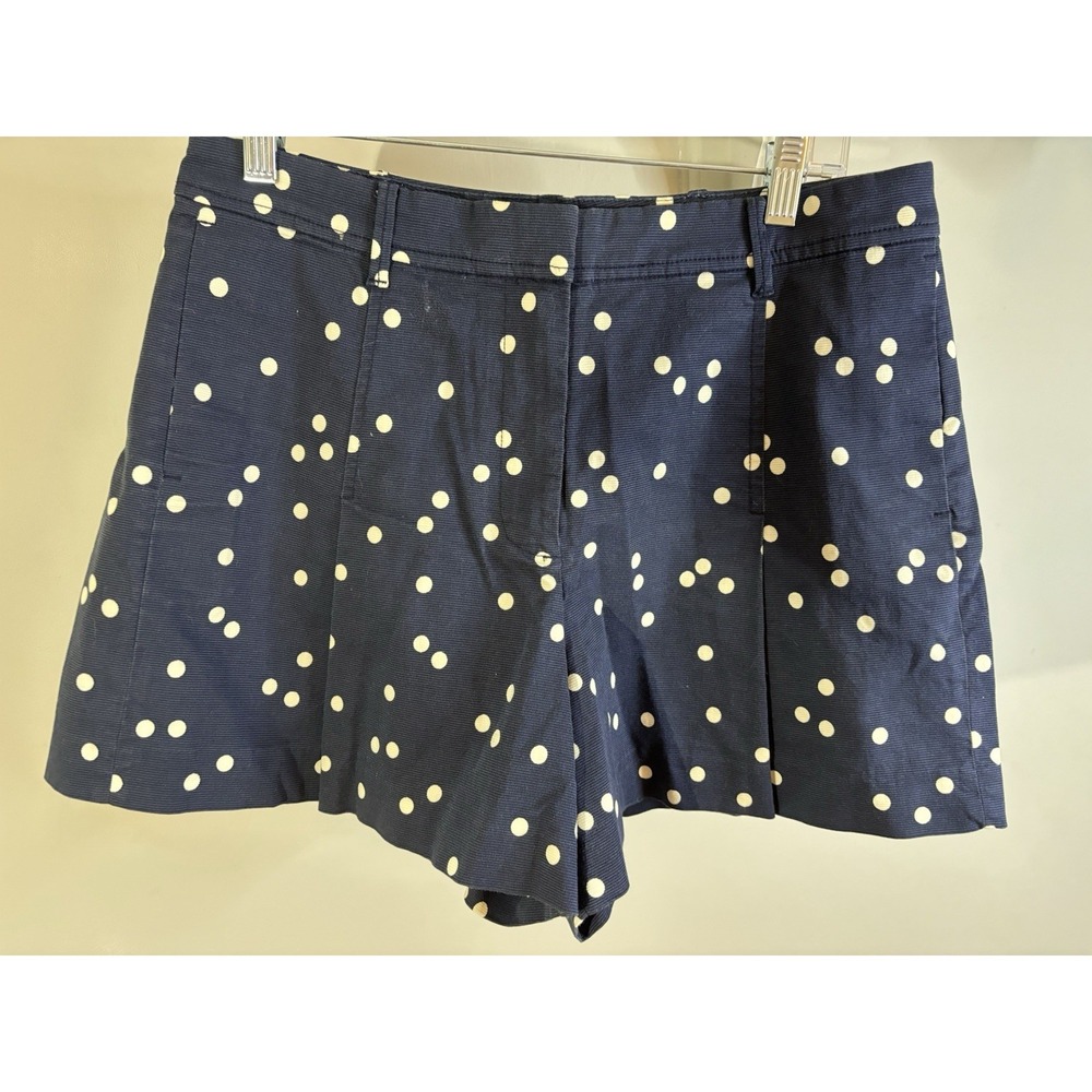 J Crew Navy Blue Polka Dot Pleated Shorts 10 Sailor Coquette‎ Feminine